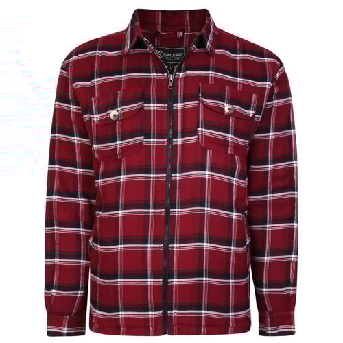 KAM Zip Thru Skerpa Lined Overshirt Burgundy